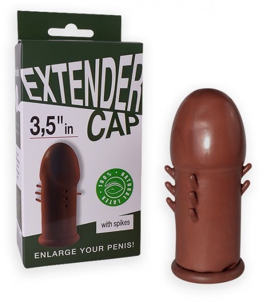 Коричневый латексный удлинитель пениса 3.5 in с шипиками - Sitabella - в Старом Осколе купить с доставкой
