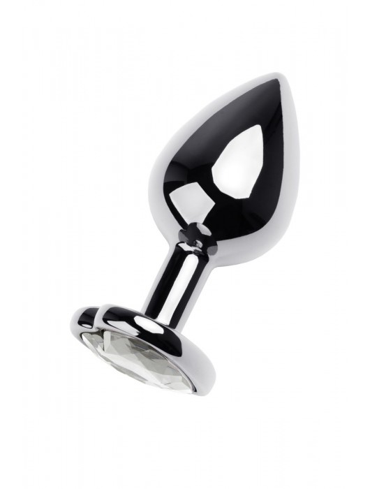 Серебристая анальная пробка с прозрачным кристаллом-сердцем - 8 см. - ToyFa - купить с доставкой в Старом Осколе