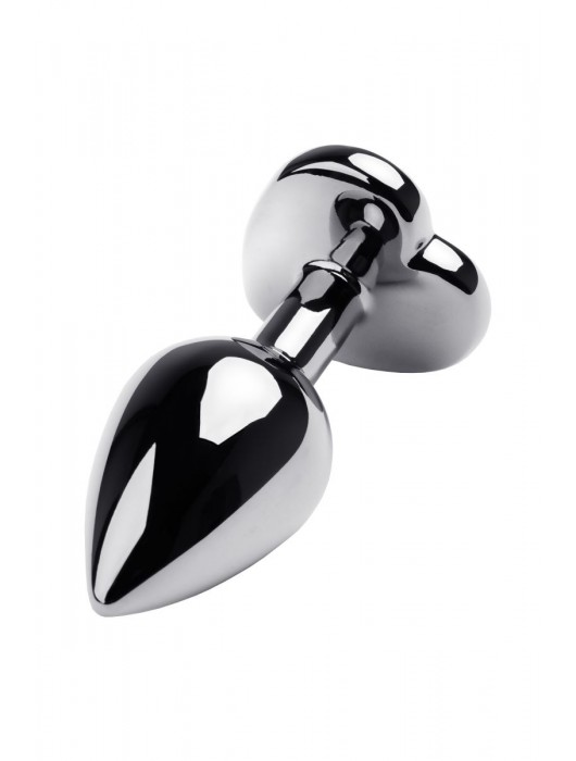 Серебристая анальная пробка с прозрачным кристаллом-сердцем - 8 см. - ToyFa - купить с доставкой в Старом Осколе