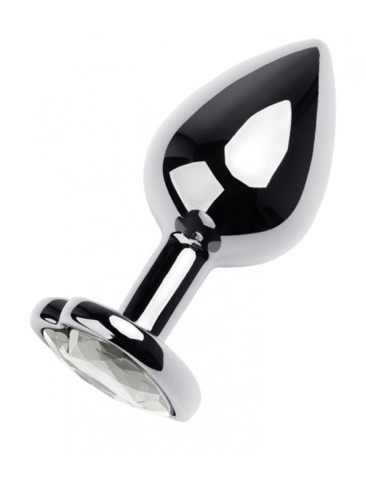 Серебристая анальная пробка с прозрачным кристаллом-сердцем - 8 см. - ToyFa - купить с доставкой в Старом Осколе