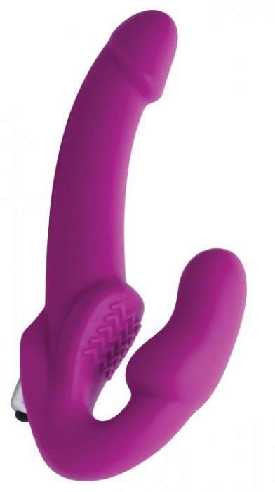 Ярко-розовый безремневой вибрострапон Evoke Vibrating Strapless Silicone Strap-on Dildo - XR Brands - купить с доставкой в Старом Осколе