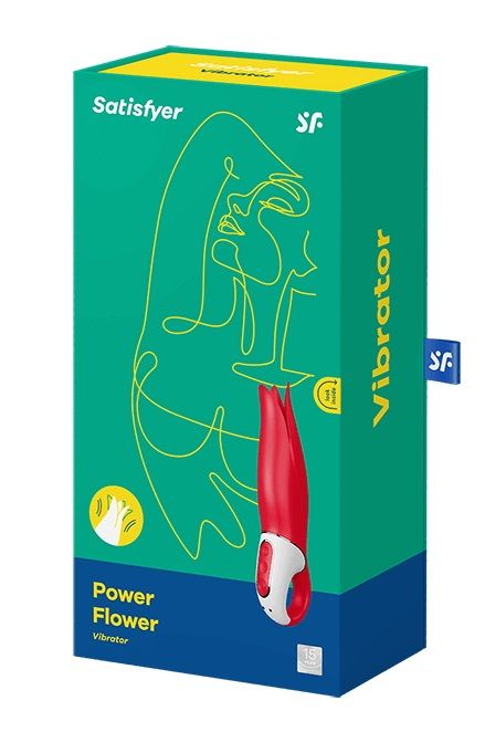 Красный вибратор Satisfyer Power Flower с лепестками - 18,8 см. - Satisfyer