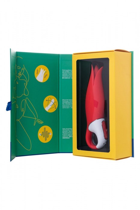 Красный вибратор Satisfyer Power Flower с лепестками - 18,8 см. - Satisfyer