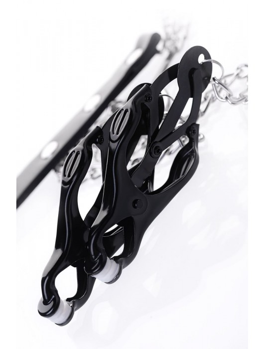 Черно-серебристые зажимы для сосков с кольцом для пениса TOYFA Metal - ToyFa - купить с доставкой в Старом Осколе