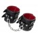 Черные кожаные наручники с двумя ремнями и красной подкладкой - Pecado - купить с доставкой в Старом Осколе