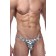 Серебристые мужские трусы-тонги с черными буквами - Don Moris купить с доставкой